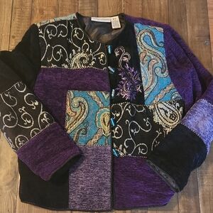 Draper's & Damon's Patchwork Embroidered Button Up Blazer Jacket